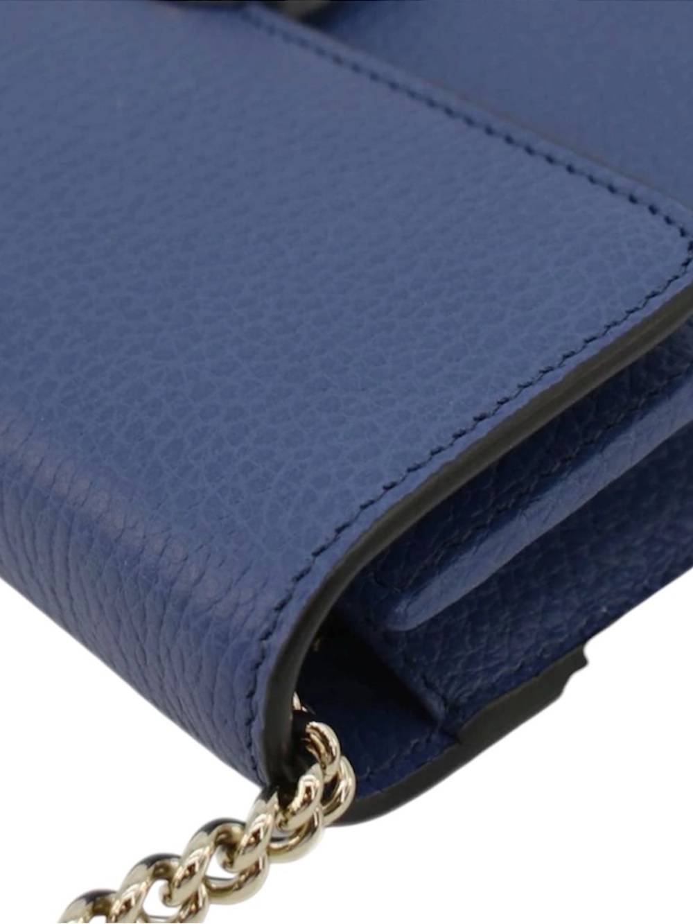 GUCCI Dollar Interlocking G Calfskin Leather Chain Wallet Crossbody Bag Blue - Picture 5 of 12